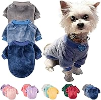 FabriCastle 3-Pack Small Dog Sweaters for Yorkie Chihuahua Shih Tzu Cats - Ultra Soft Warm Fleece Pet Jackets XXS XS Winter Puppy Clothes (Grey Blue Dark Blue Small)