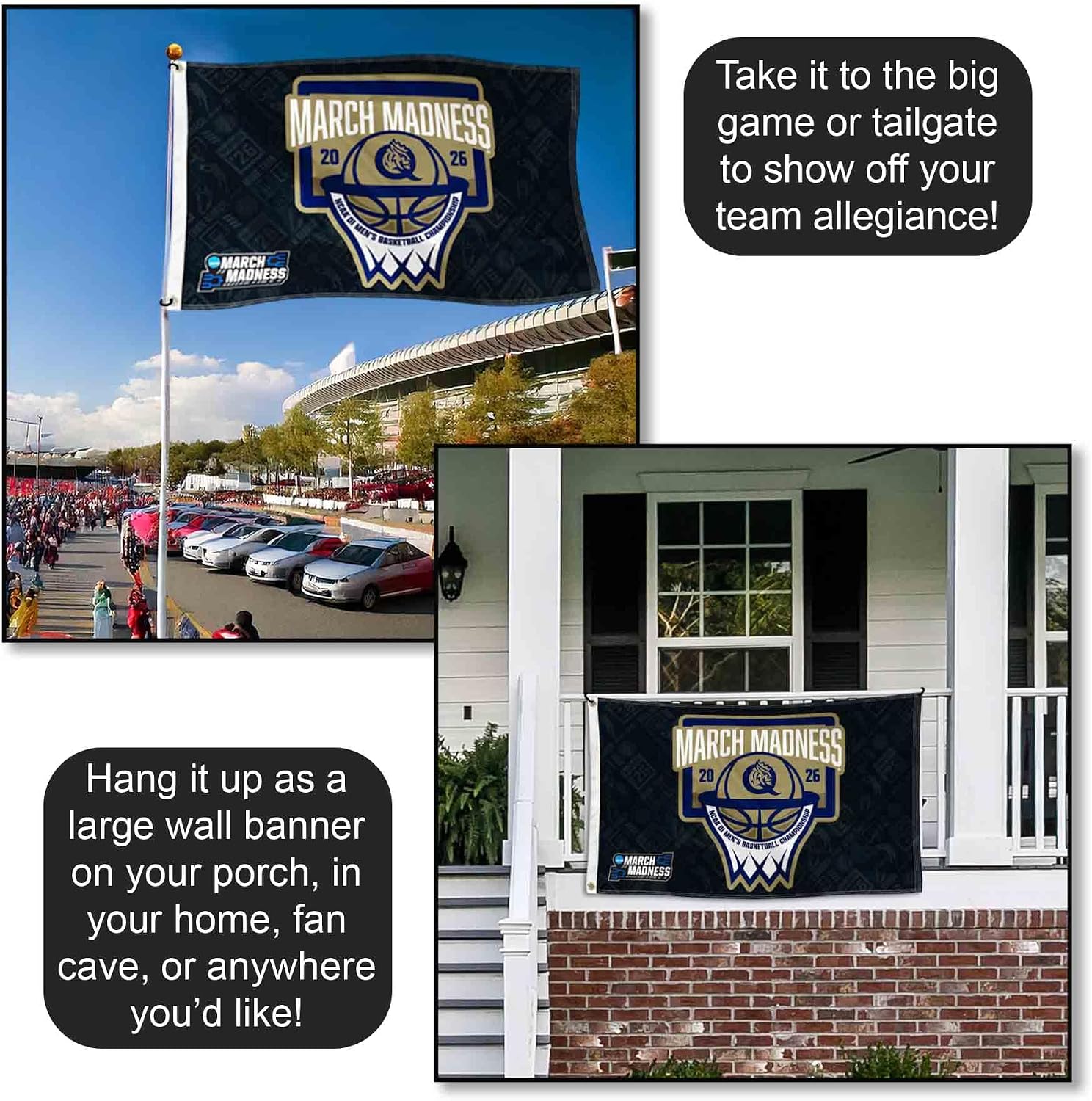 Queens University Royals 2026 March Basketball Madness 3x5 Grommet Flag