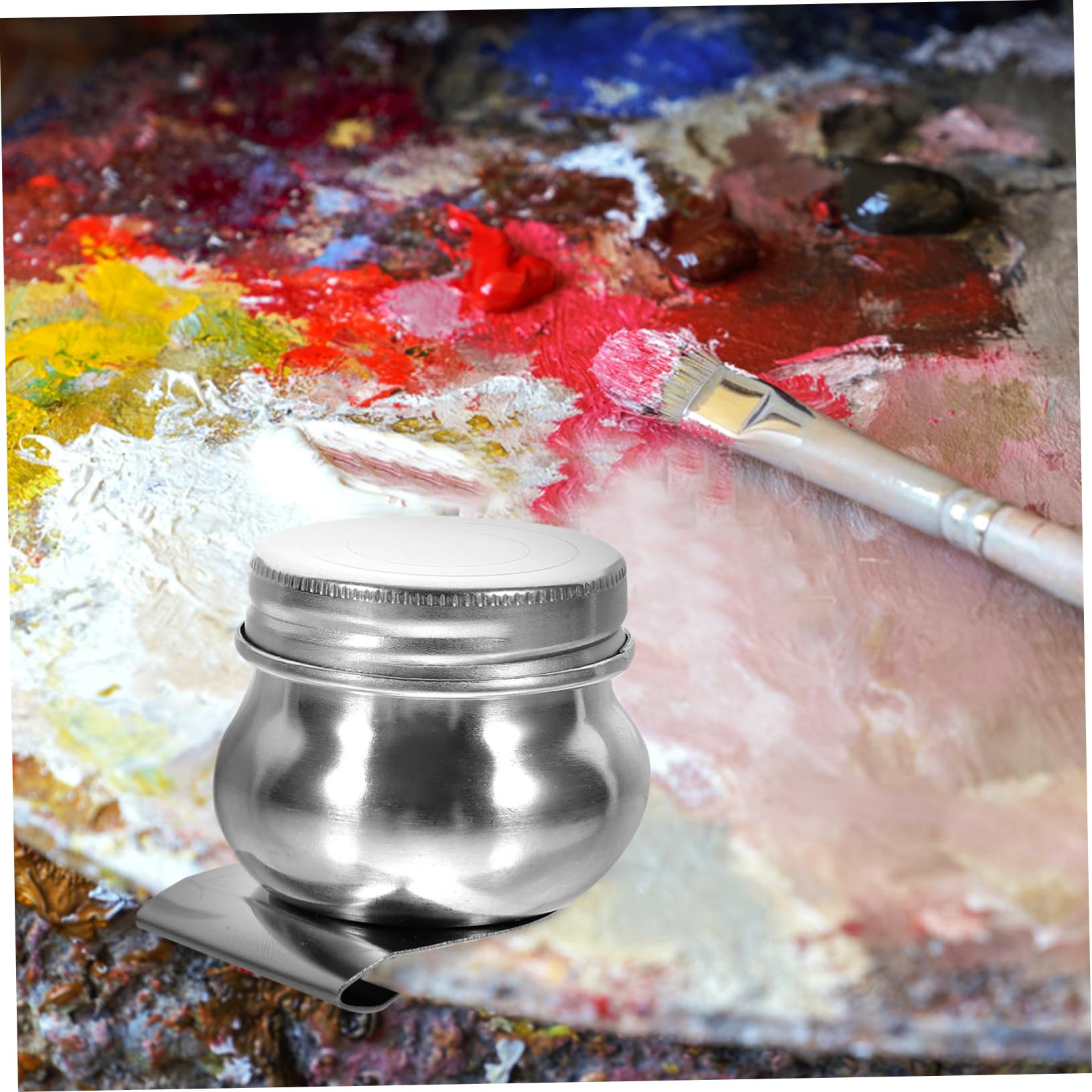 BEBEMOKO 2pcs Stainless Steel Oil Paint Mixing Palette Cup Cleaning for Artists