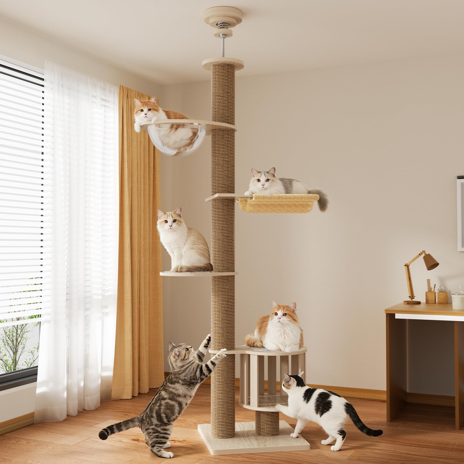 Amazon | [ChicKone] キャットタワー 突っ張り 木製 高さ190~285cm