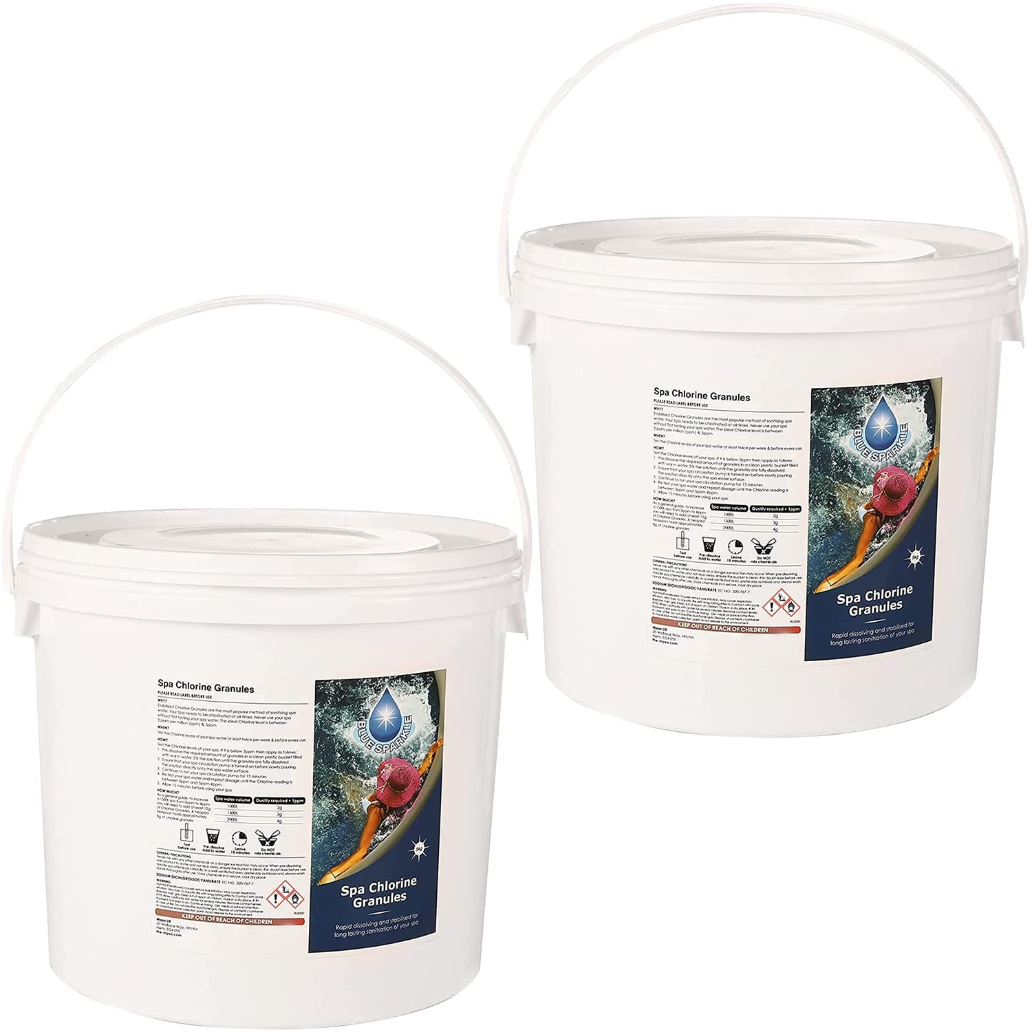 Chlorine Granules for Hot Tub and Swimming Pool 5kg, Water Treatment for Rapid Disinfecting & Cleaning Premium Grade Stabilised Chlorine Granules Clear Water of Hot Tub Spa, Pool, Pack of 2