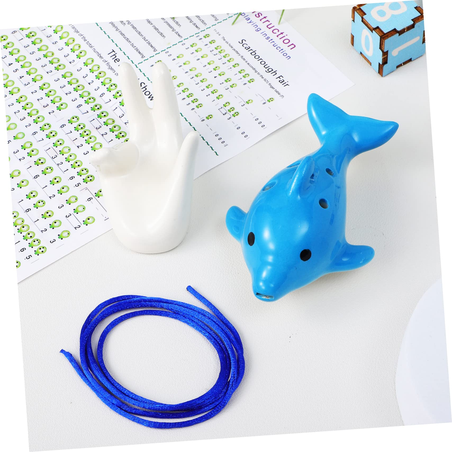 SUPVOX Unusual Musical Instrument Dolphin Ocarina Ceramic Songbook Lanyard Beginner-friendly