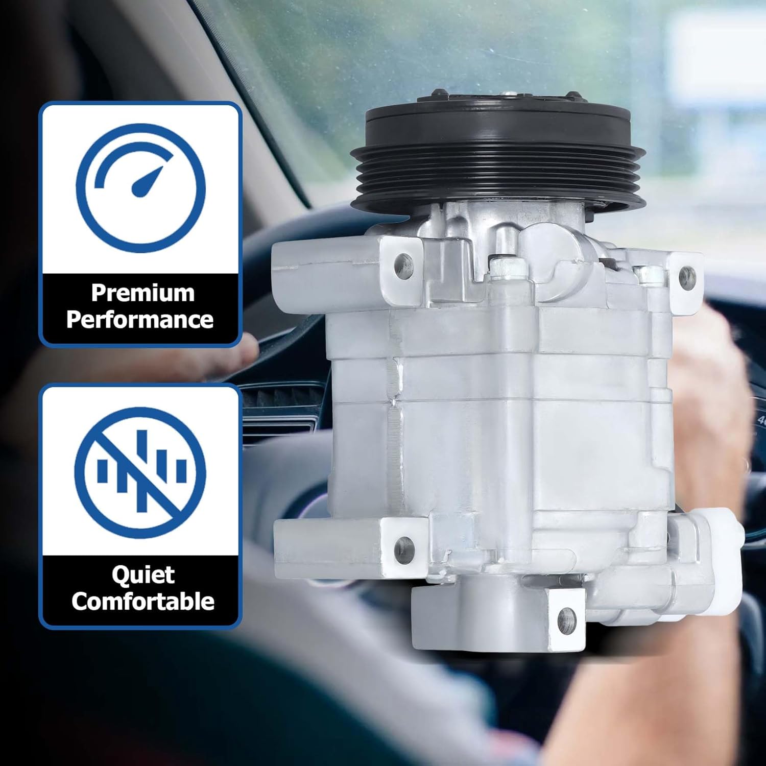 WFLNHB AC Compressor with Clutch 4 Grooves Replacement for Subaru Impreza 2.5L 2007-2014 Replacement for Subaru Forester 2.5L 2007-2013 73111-FG001 73111-FG000