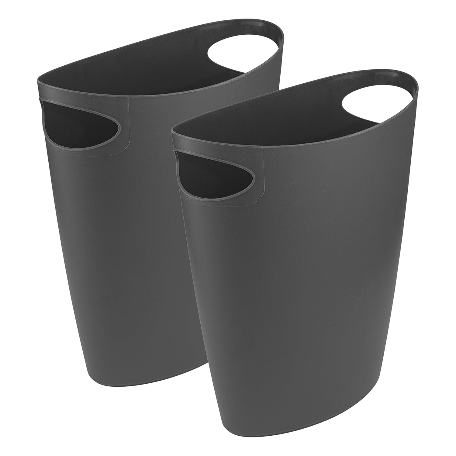 Superio Slim Bathroom Trash Can 2 Gallon Plastic Small Compact Waste Basket for Bedroom, Dorm, Under Office Desk, Narrow Portable RV Dustbin, 2 Grey