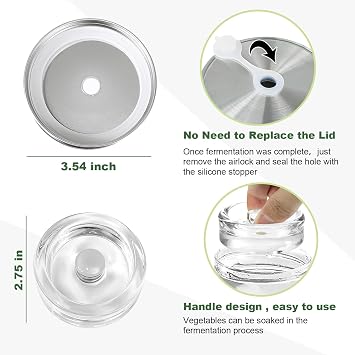 2 Pack Fermentation Jar Kit,32 oz Mason Jar Fermentation Kit with Fermenting Weights and Airlocks,Wide Mouth Mason Jar for Pickling, Canning and Sauce