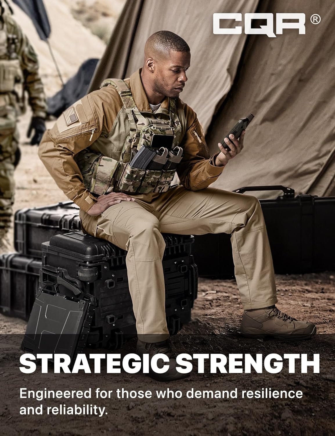 CQR Men's Flex Stretch Tactical Pants, Water Resistant Ripstop Cargo Pants, Lightweight EDC Outdoor Work Hiking Pants - Image 4