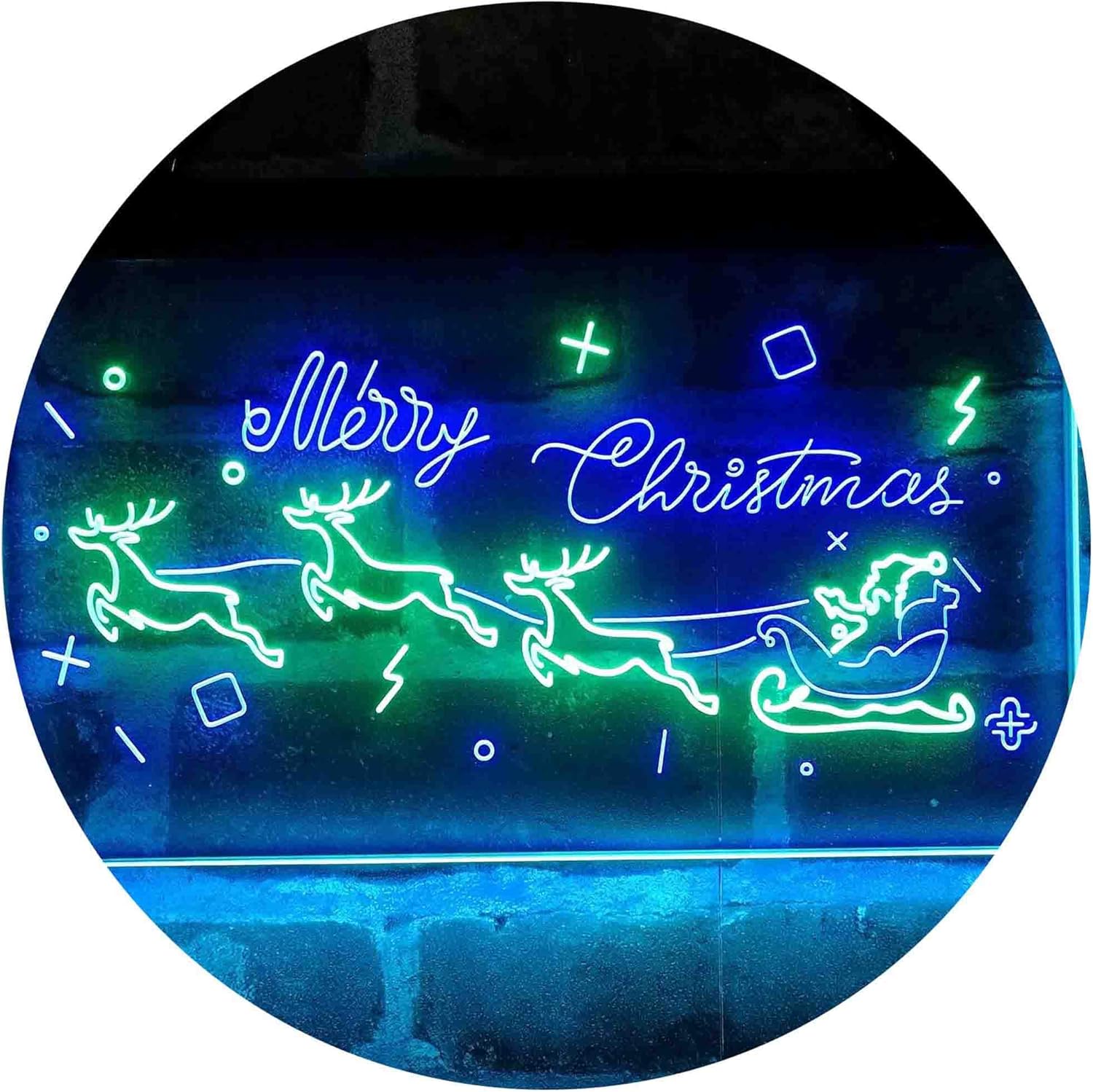 ADVPRO Merry Christmas Santa Claus Reindeer Dual Color LED Neon Sign Green & Blue 12 x 8 Inches st6s32-i4116-gb