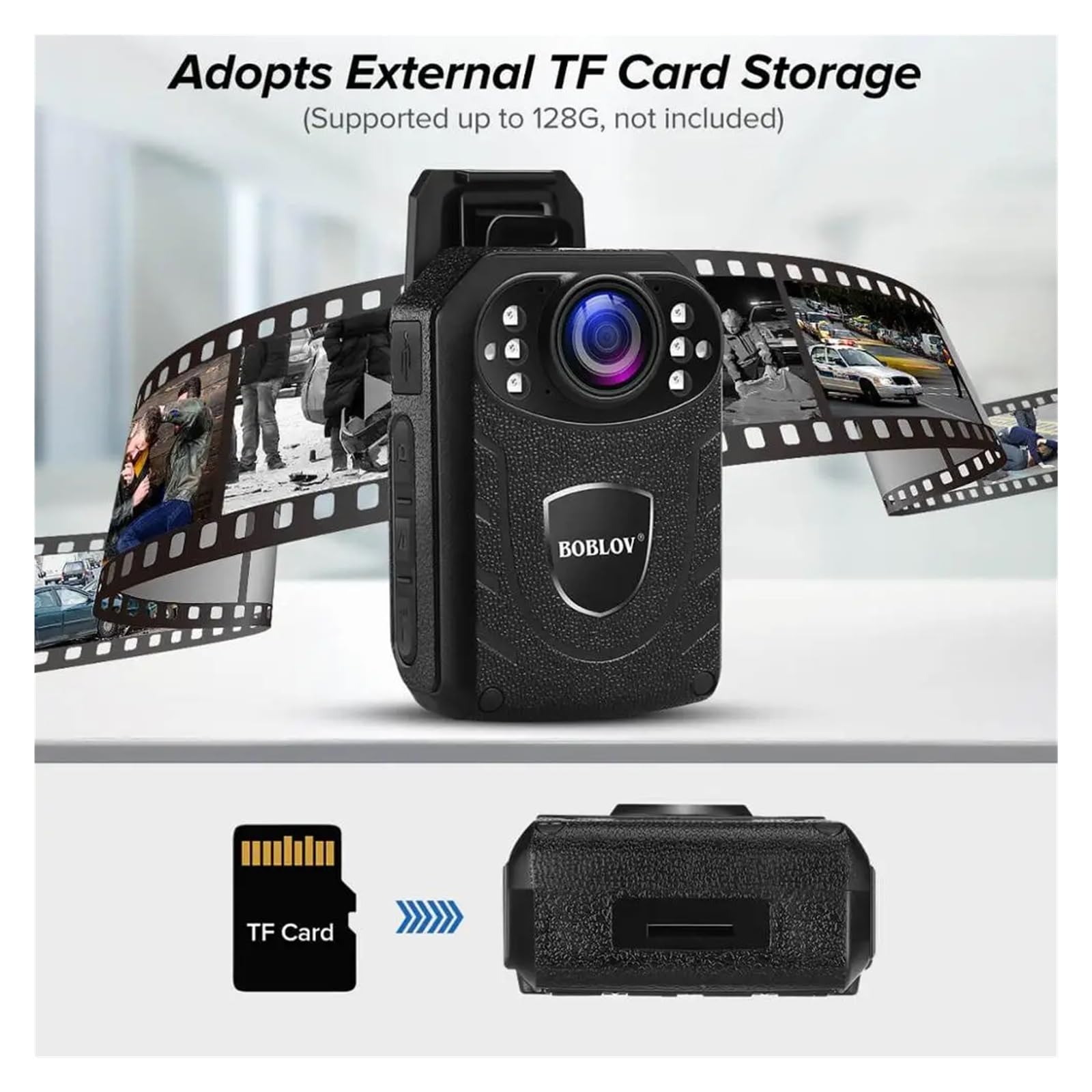 Body Camera, KJ21 BodyCamera HD1296P Telecamera della polizia aggiornata Mini telecamera di sorveglianza montata sul corpo Obiettivo esterno for visione notturna(Only Camera)