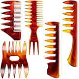 Styling Hair Comb Kit for Salon and Barber Use&comma; 5-Pack Professional Texture Combs&comma; Retro Hairdressing Accessories for Men&comma; Double-Sided Gentleman&apos;s Hair Care Brushes&comma; Red