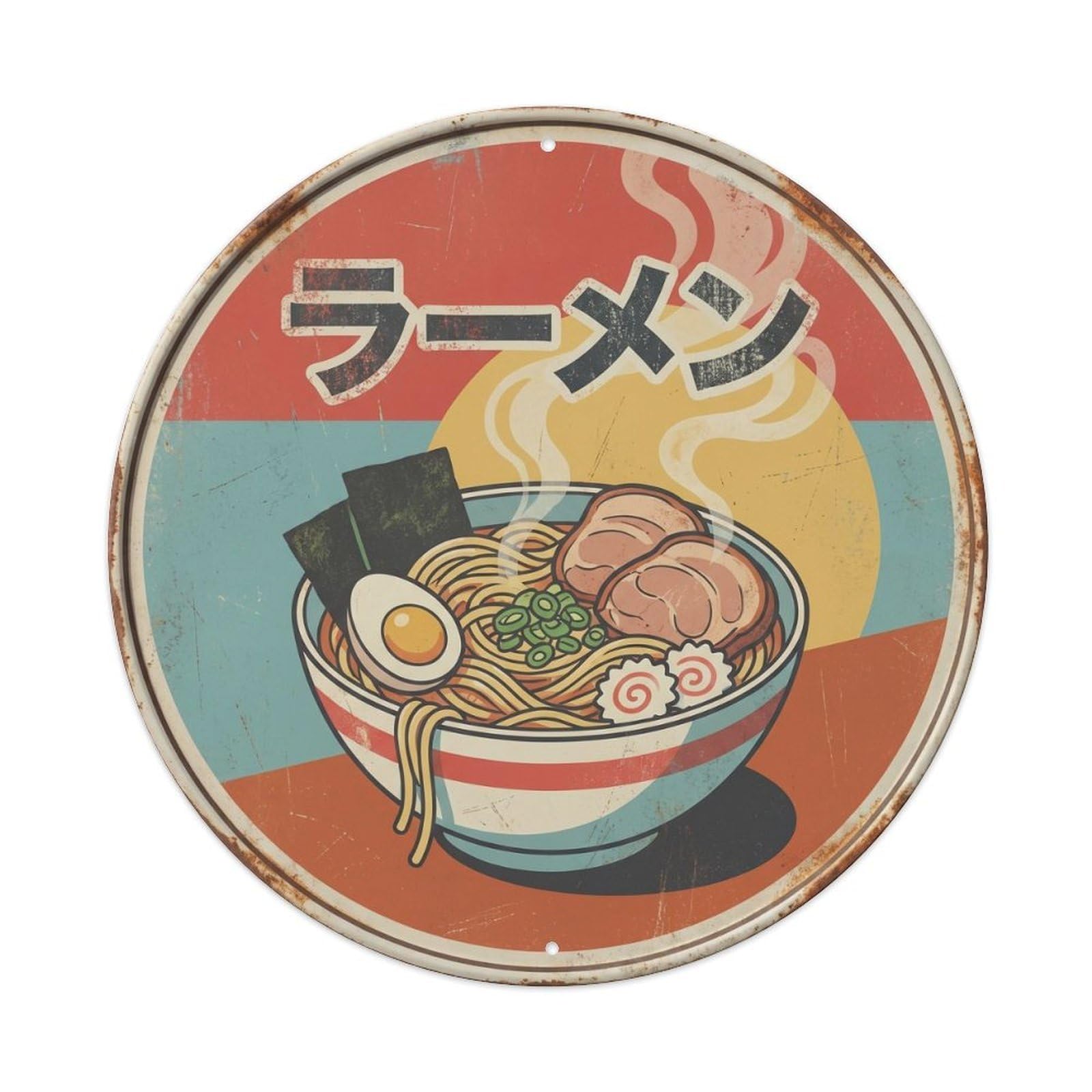Cxhjca 8X8inch(20X20cm) Ramen Japanese Noodles Bold Graphic Kitchen Cuisine Metal Tin Sign