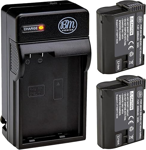 BM Premium Paquete de 2 baterías EN-EL15C de alta capacidad y cargador para Nikon Zf, ZR, Z5, Z5 II, Z6, Z6 II, Z6 III, Z7, Z7II, Z8, D500 D600 D750
