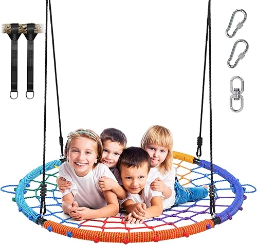 Trekassy Columpio para árbol de telaraña de 750 libras de 45 pulgadas para niños y adultos con giratorio, 2 correas para colgar en el árbol, marco disponible en Yaxa El Salvador
