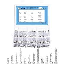 DTGN 275Pcs Wood Screws Assortment Kit - 12 Sizes 316 Stainless Steel #6#8#10 Phillips Flat Head Self Tapping Screws - Good for Woodworking, Furniture