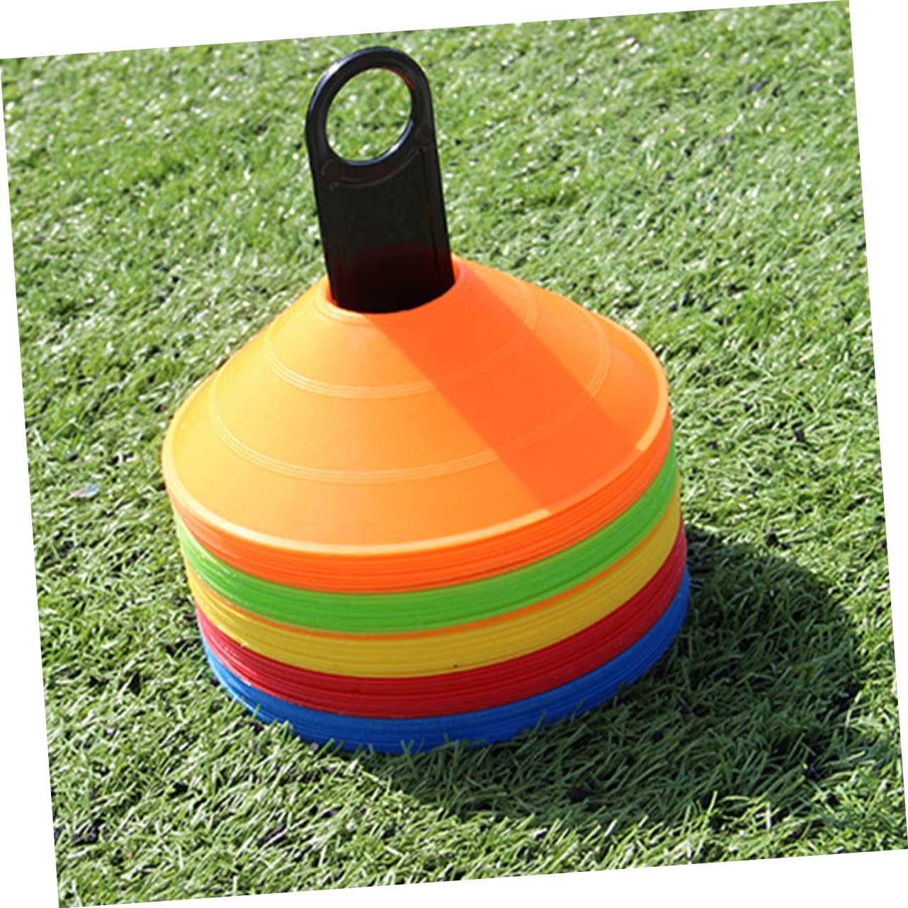 BESPORTBLE 1 Set Football Training Cone Plastic Disc Cones for Soccer Practice with Rack Net Bag Bright Colored Markers for Agility Drills and Sports Training