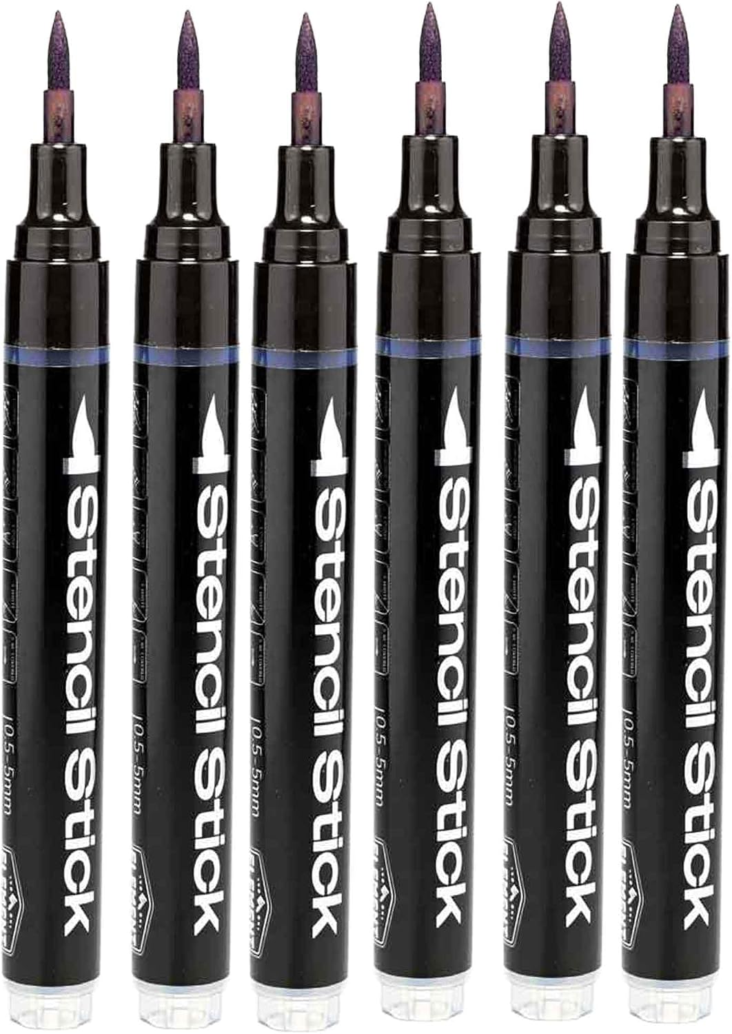Element Tattoo Supply Skin Safe Tattoo Markers Bold Brush Tip 6 Pack Purple | non toxic formula, ideal for outlining and freehand line work, smooth flowing ink, studio and travel ready