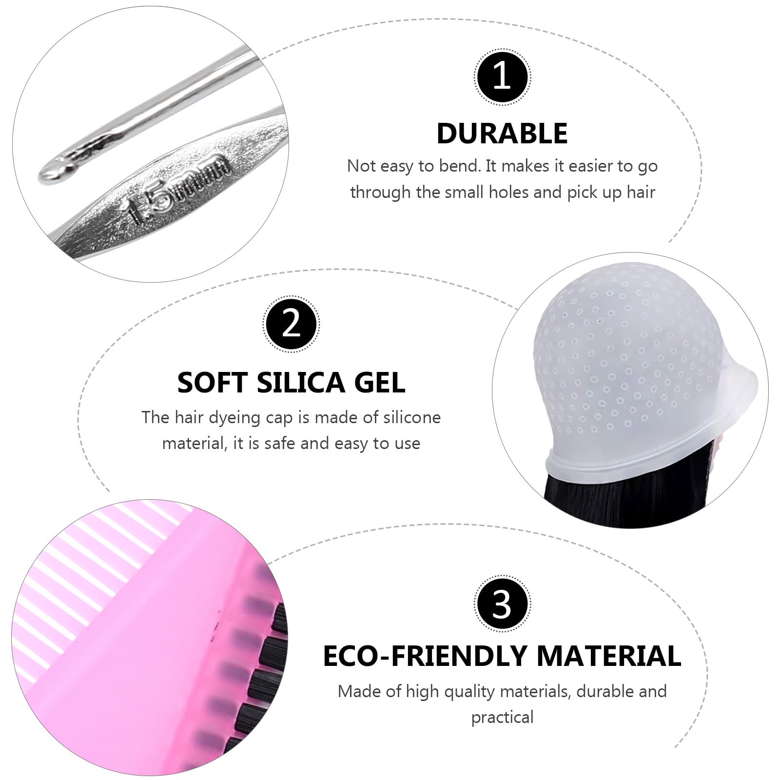 FRCOLOR 11 Stück Silikon Haarfärbe mit Strähnenhaube Haarfärbepinsel und Friseurklammern für Selbstgemacht Salon und Privatgebrauch