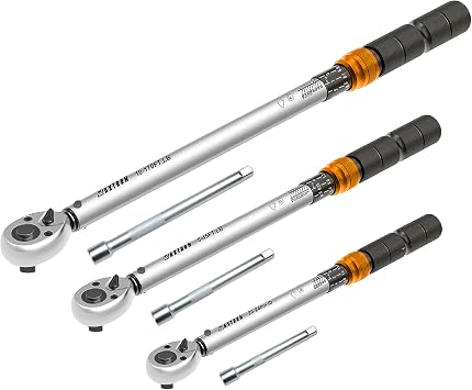 Torque Wrenches, 1/4, 3/8, 1/2" Click Torque Wrench Set with Extension Bars, Dual Scale Micro Adjustment, 72-Tooth Reversible Ratchet, 6-Pc Repair Kit for Car, Motorcycle, Bike