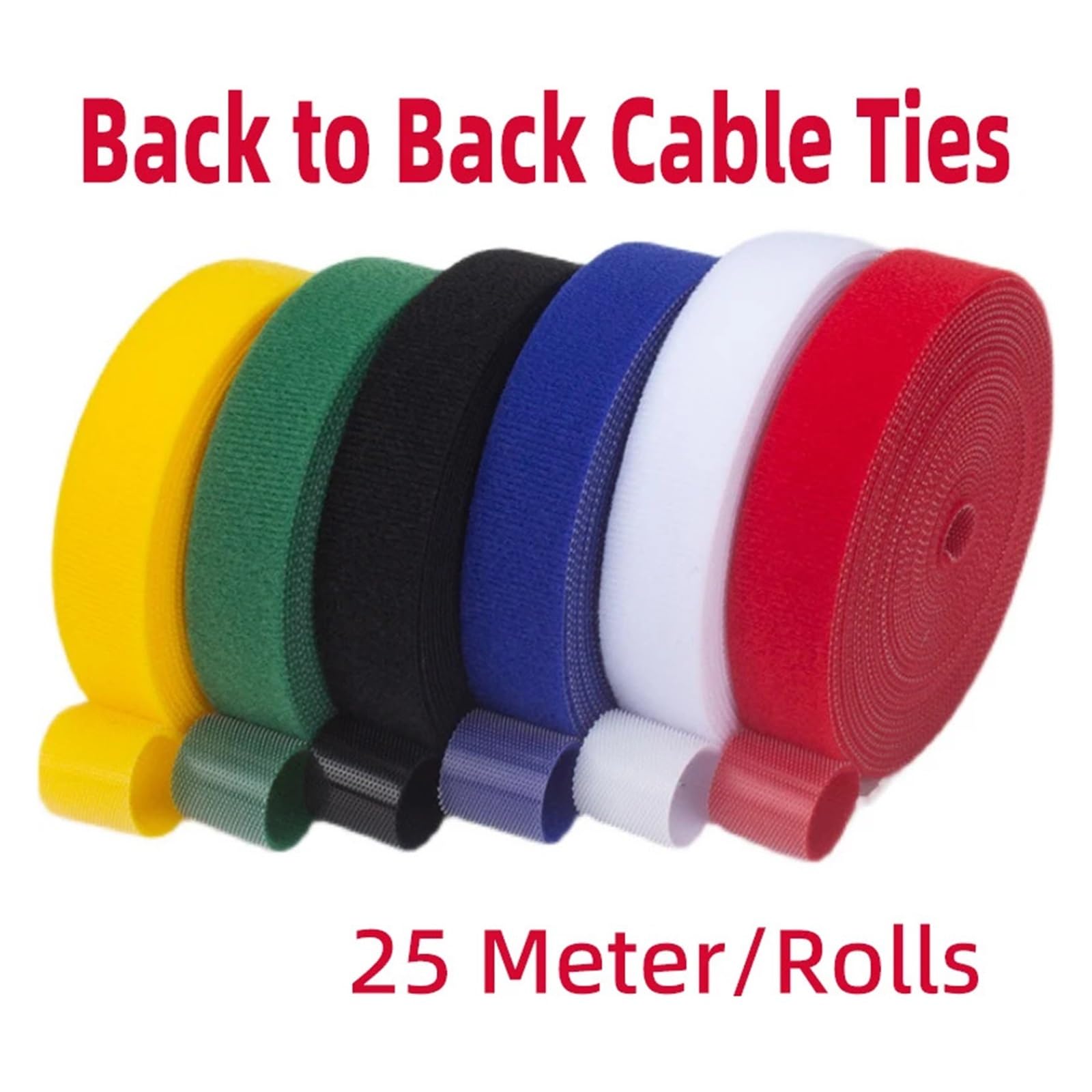 25M/Rolle 10/12/15/20/25/30/50mm Kabel Organizer USB Kabel Wickler Management Nylon Cut Krawatten Kopfhörer Kabel Kabelbinder(Red,50mm x 25M)