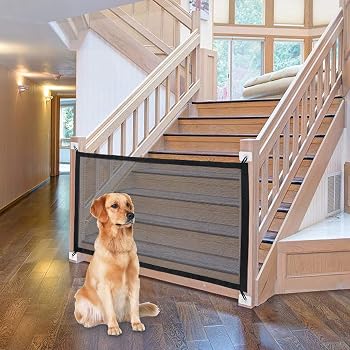Kavolet Mesh Pet Gate, Portable Retractable Baby Gate, Dog/Puppy Gate, Safety Fence for Dogs/Cat/Bady/Kids, Indoor Outdoor Can Install Anywhere 100 x 70 CM