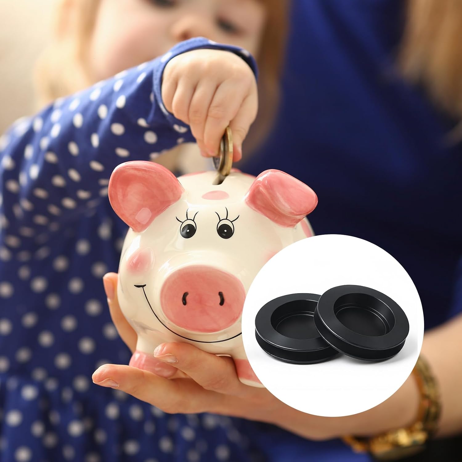 10 Pcs Piggy Bank Plug Saving Box Stopper Replacement Bulk Rubber for Money Saving Box(1.5'' Outer Diameter, Black)