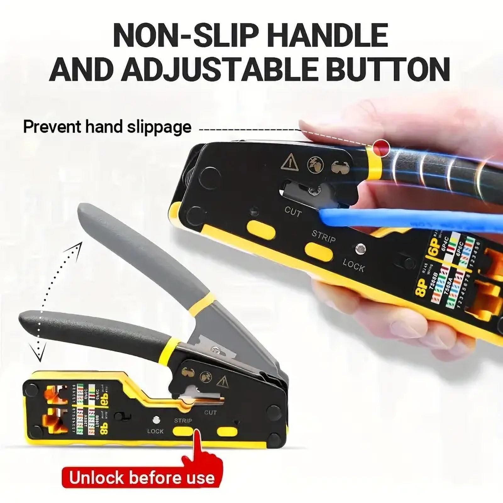 RJ45 Crimp Tool Ethernet Crimper CAT6 Cat5e Cat5 Crimping Tool Pass Through Ethernet Crimping Tool All-in-One Ethernet Crimper - Image 3