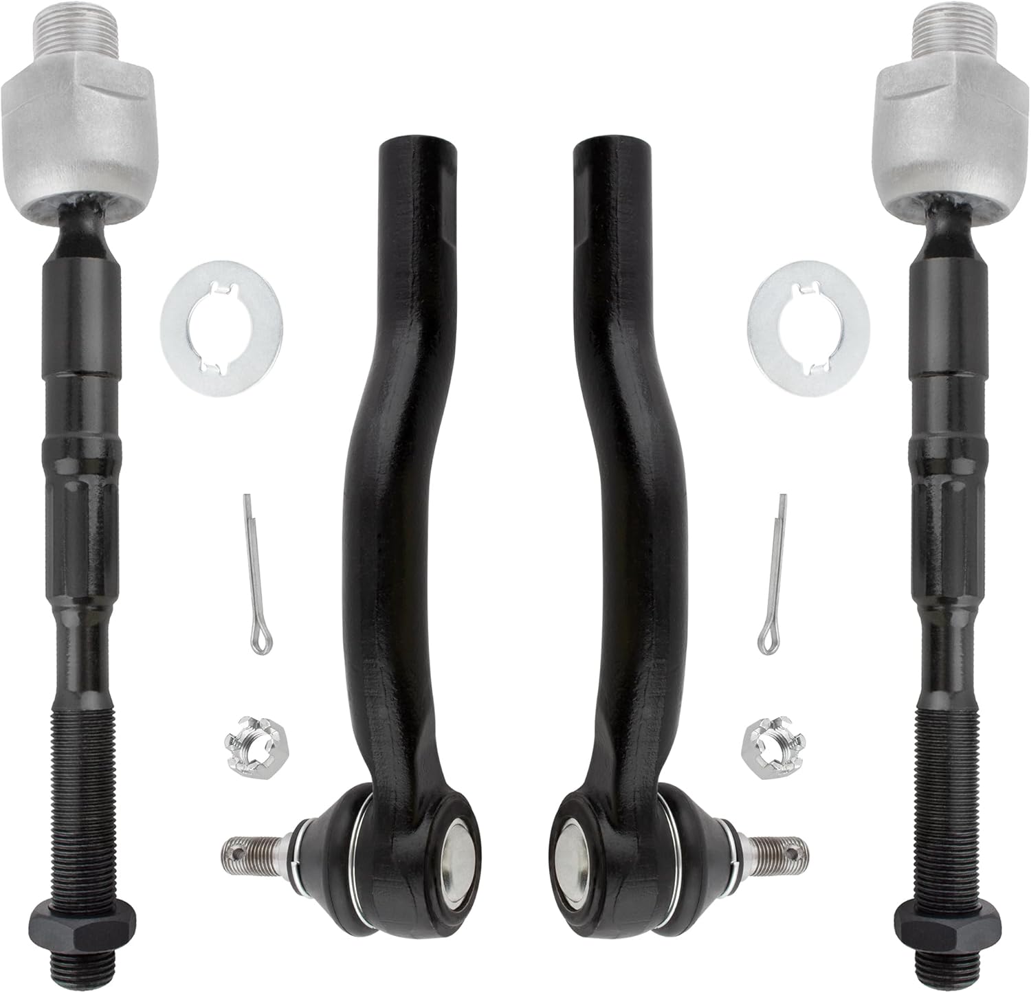 4Pcs Suspension Kit Front Outer Inner Tie Rods End Links Left Driver & Right Passenger Set Fit For Ford Edge 2007-2014, For Lincoln MKX 2007-2015 Replace# ES800473 ES800474 EV800576