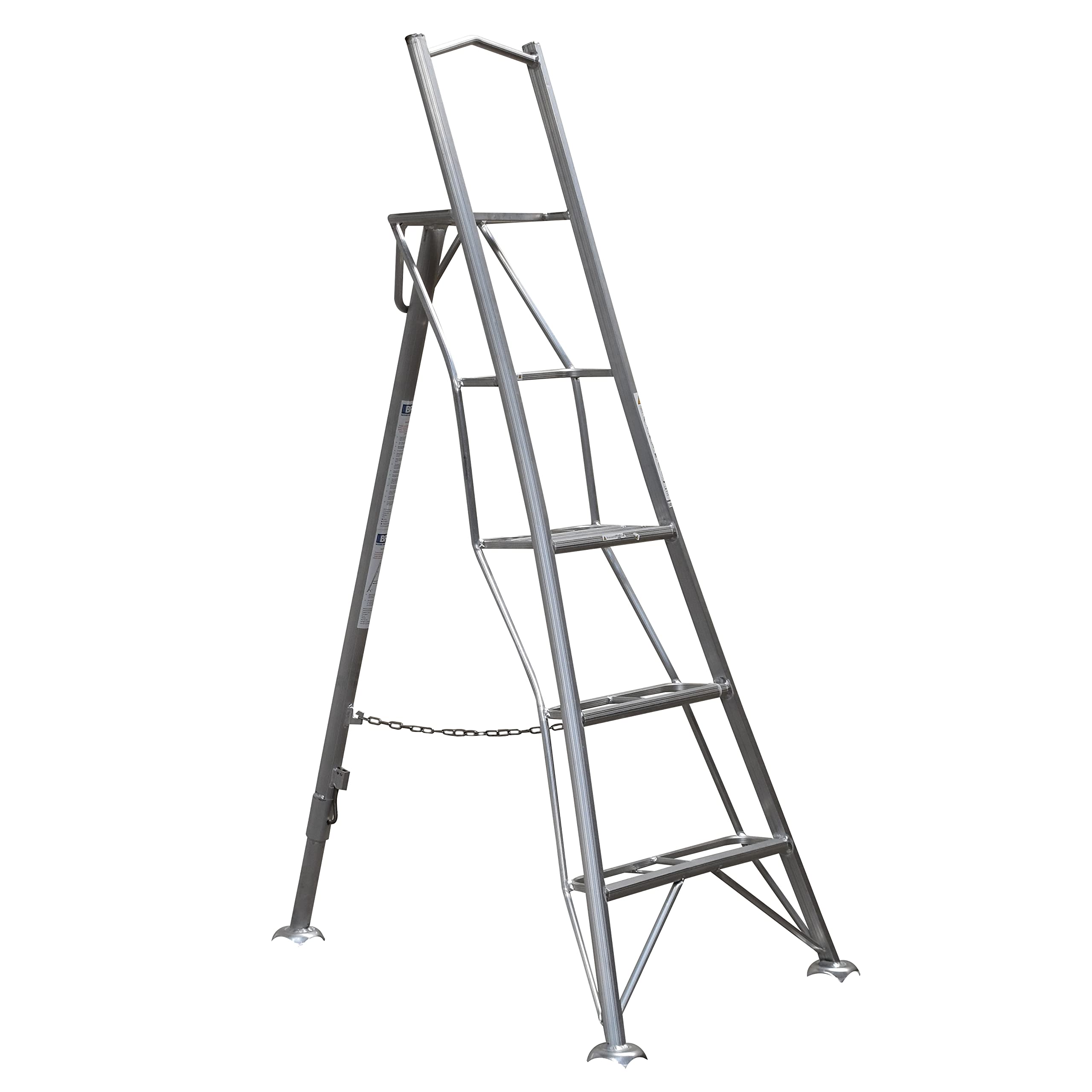 Escalera trípode de una Pata Garden Master® con Plataforma Ajustable | Escalera de jardín | Clips de Bloqueo automático | Patas Antideslizantes | 150 kg | Certificación EN131 | 3 peldaños | 1,8 m