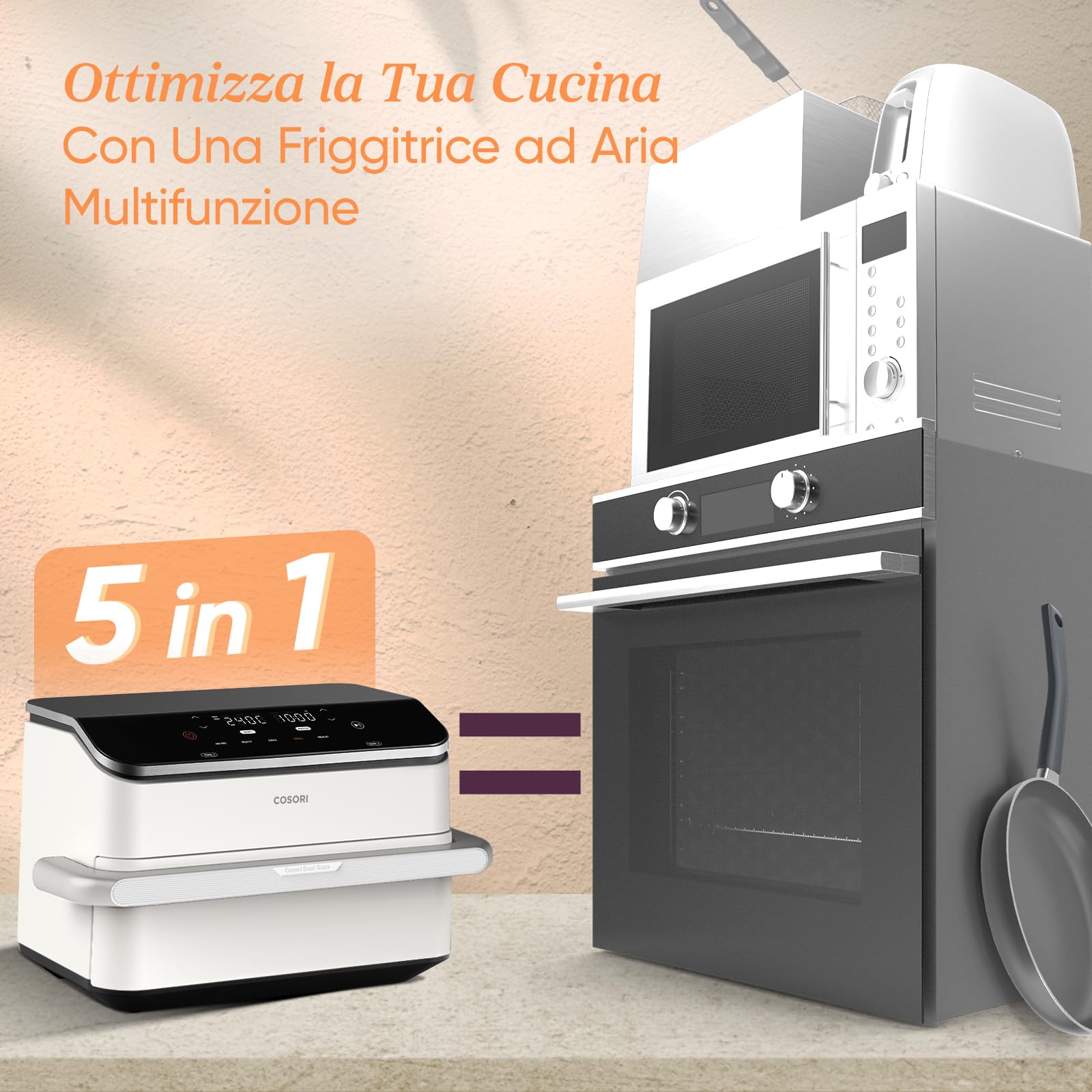 COSORI Frytkownica powietrzna 10 litrów, 7 w 1 Dual Blaze TwinFry z podwójnym koszem 5 l i 5 l i zdejmowanym separatorem, WiFi 2800 W Air Fryer z podwójną rezystancją, 40-240 ℃, 70 przepisów online