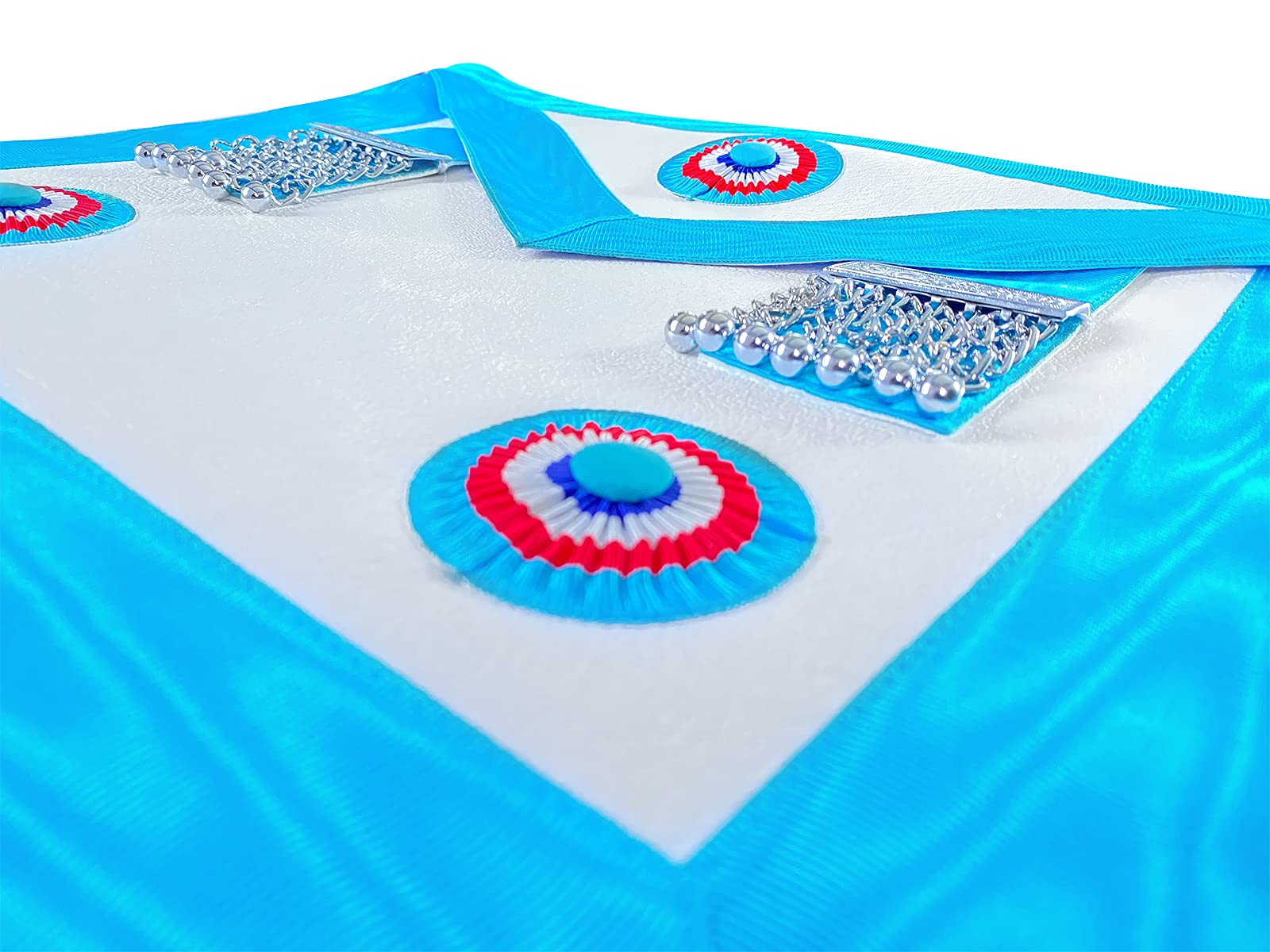 THE MASONIC COLLECTION - Tablier French Grand Loge GLNF Craft Master Masons – Cuir d'agneau – Ceinture réglable – Rosaces tricolores – Un accessoire cadeau utile pour les francs-maçons