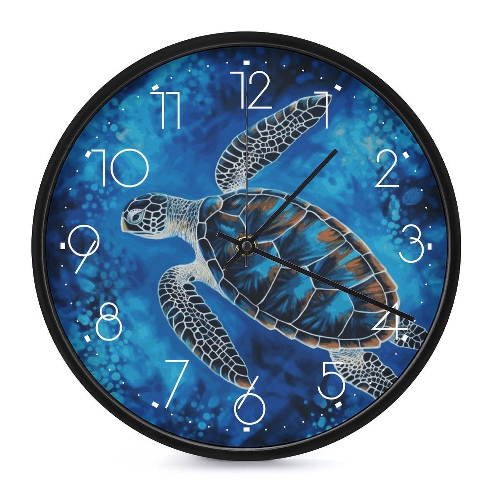 Adfgyerh White-Style Sea Turtle-Blue Clock，9.8 Inch Battery Operated Wall Clock Classic Simple, Decorative Wall Clock.analog Clock For Kitchen Office Bathroom Bedroom.