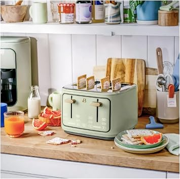 4-Slice Toaster with Touchscreen Display, Wide Slots, Goes Well With Drew Barrymore Collection (Sage Green)