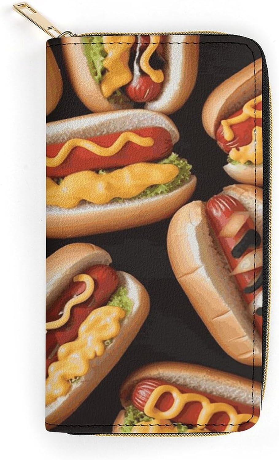 Fun Food Hot Dogs Card Holders PU Leather,Money Bags with Compact in Size And Easy to Carry,Slim Wallet for Fathers Day Gift,Holiday Gifts, Valentines Day Gifts
