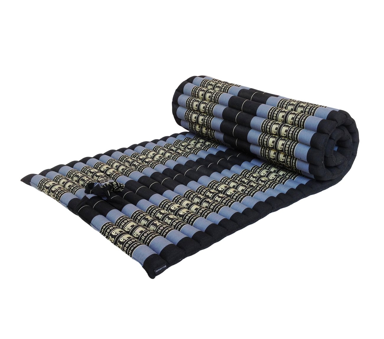 Traditional Thai Kapok Roll-Up Meditation Mattress for Yoga Massage or Relaxation (Light Blue, Navy) โ image 1