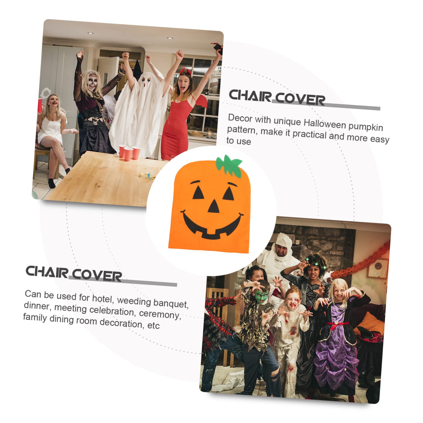 IMIKEYA 8 STK Halloween Kürbis Bezug Hintere Abdeckungen Halloween-kürbis-schonbezug Halloween-versorgung Halloween-möbeldekor Halloween-Dekoration Esszimmerstuhlbezug Vlies