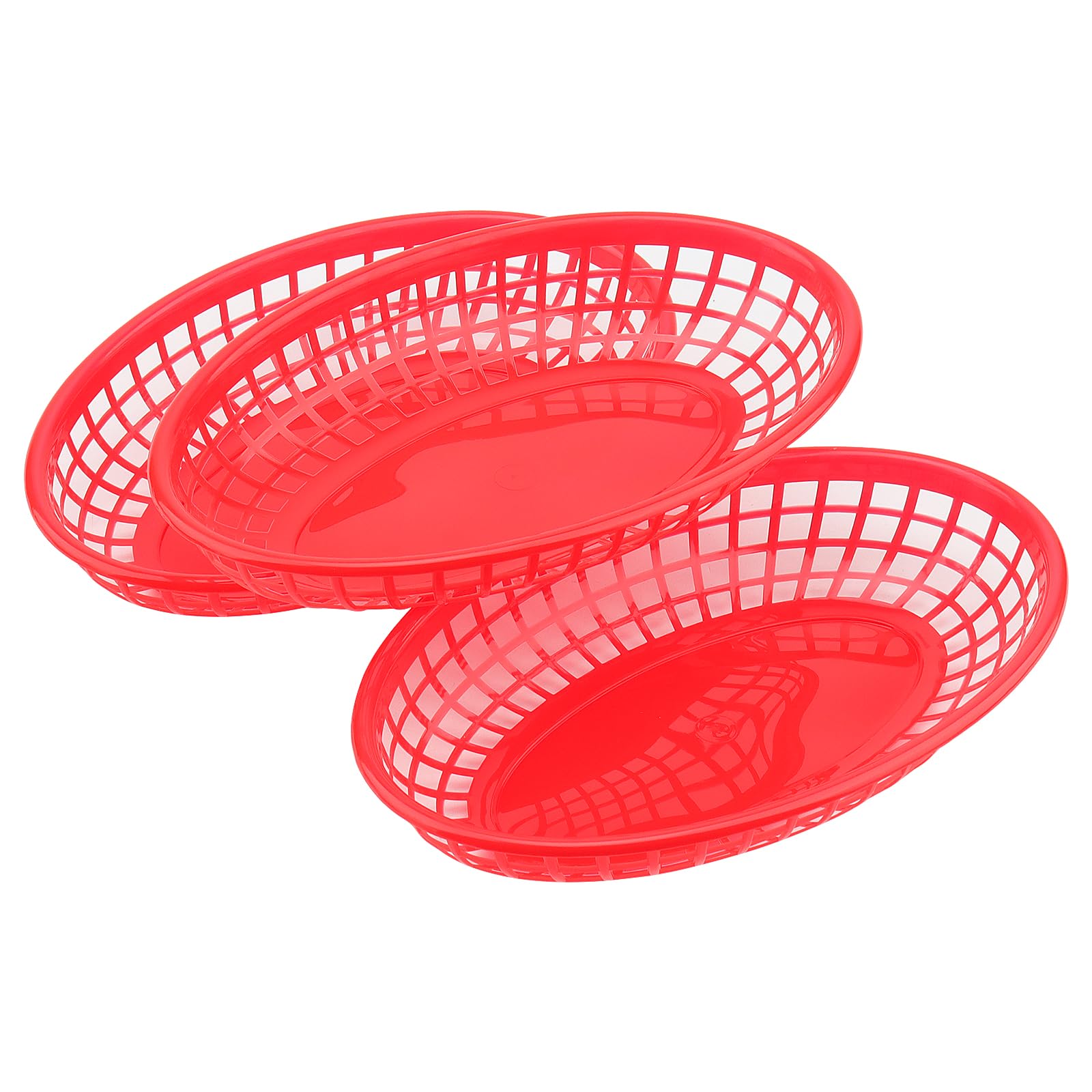 KEILEOHO 60 Pezzi Cestino Plastica per Fast food, Cestino Plastica Resistente 23 x 14 x 4 cm, Cestino per Pane, Hamburger, Patatine, Snack, Picnic (Rosso)