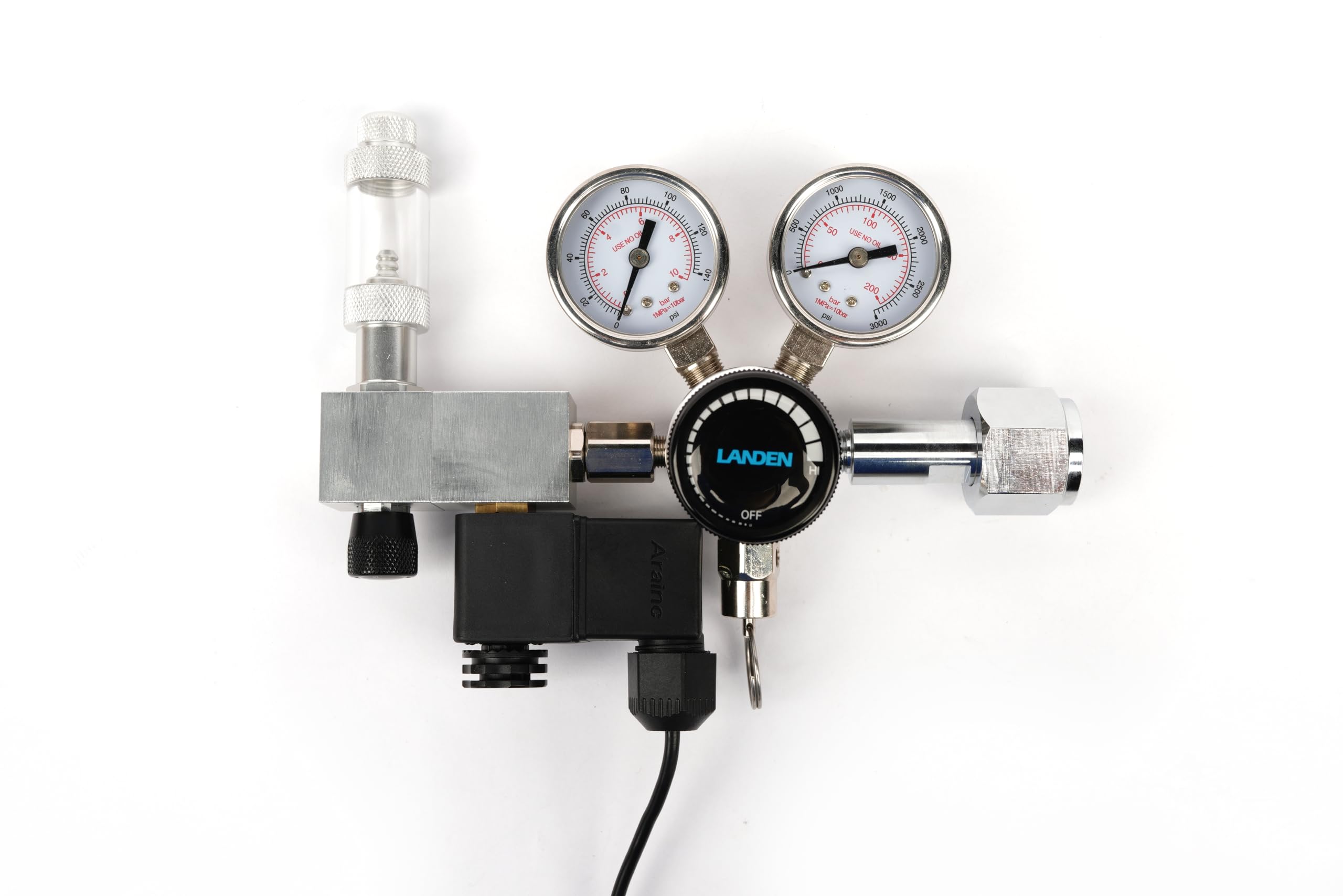 LANDEN AverVita Adv CO2 Regulator, Big Dual Gauges Display, 12V DC Solenoid with Bubble Counter and Check Valve, Safety Assurance, Fits CGA320 CO2 Cylinder Includes CO2 Indicator Solution Kit - image 4