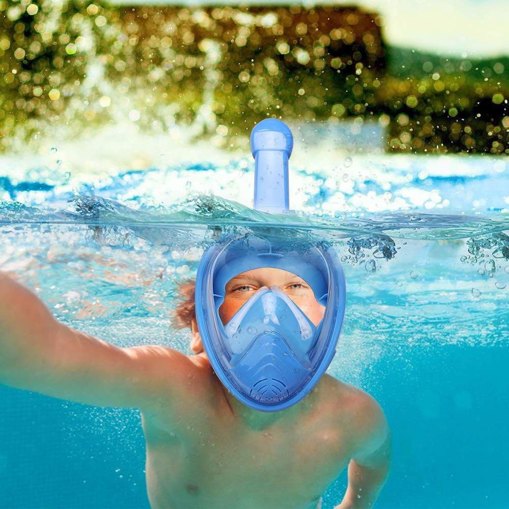 QingSong Kids Snorkel Mask Full Face, Snorkeling Set with Camera Mount, 180 Degree Panoramic View Snorkeling Gear Anti-Fog Anti-Leak : Sports & Outdoors