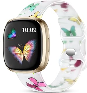 GEAK Transparent Band Compatible with Fitbit Versa 3 Bands/Fitbit Versa 4 Bands/Fitbit Sense/Sense 2 Bands for Women Men, Stylish Soft Pattern Printed Fadeless Strap for Fitbit SmartWatch Small Large
