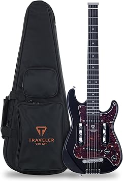Traveler Guitar EG-2 Standard Electric Travel Guitar | Lightweight, Portable, Headless, Practice Guitar w/Gig Bag Gloss Black