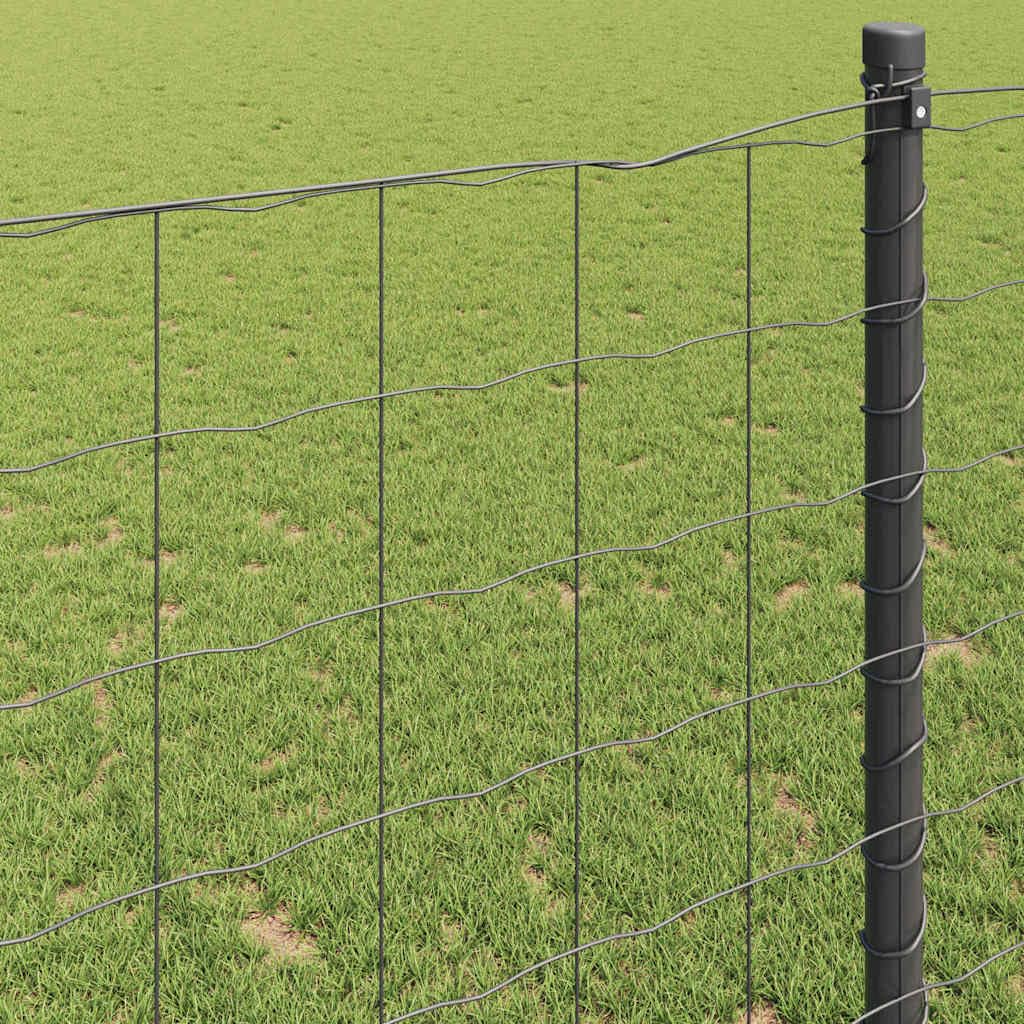 Ogrodzenie euro, szare, 1,4 x 10 m, żelazo powlekane PCW, wytrzymałe ogrodzenie ogrodowe do użytku na zewnątrz, bariera dla zwierząt, łatwy montaż bez kopania