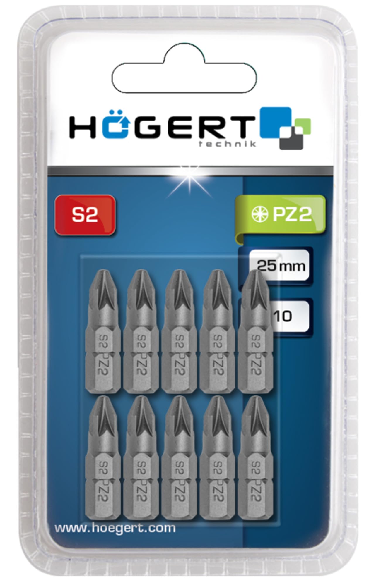 Högert Technik Germany Screwdriver bit PZ2, 25 mm, 5 pcs
