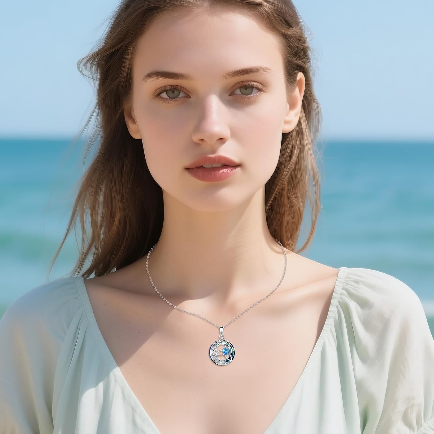 LUHE Crystal Necklace for Women Sterling Silver Crystal Pendant Necklace sterling silver Jewelry Gifts for Women - Image 3