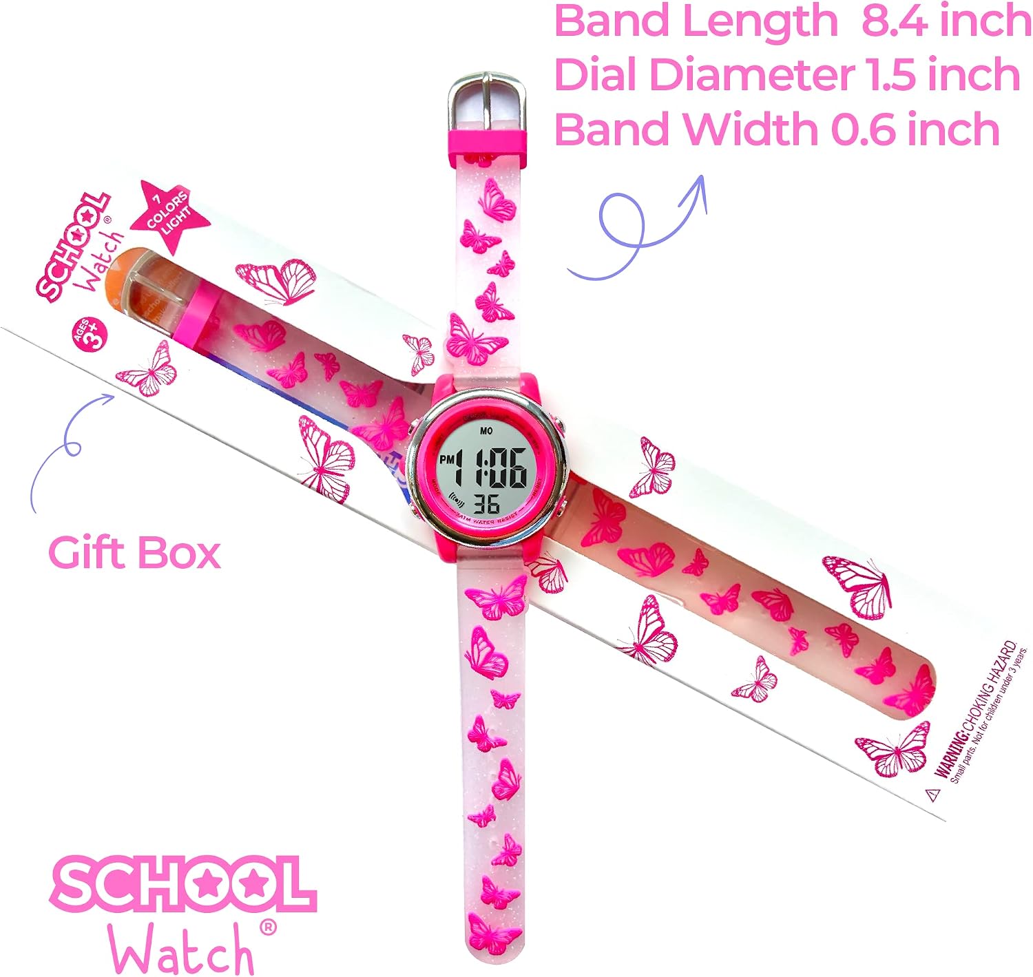 Preschool Collection Kids Digital Light Up Watch - Monster Trucks, Dinosaurs, Shark, Unicorn, Butterfly, Spider - Girls, Boys, Children, School