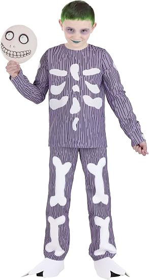 Kids Barrel Costume | Nightmare Before Christmas Oogie Boogie's Boys Skeleton Masked Trick or Treater Halloween Outfit