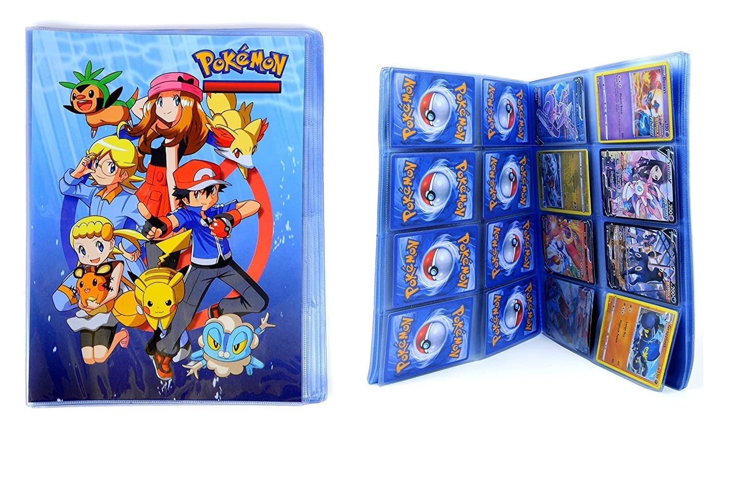 Toys Uncle Poke + Mon assorted cards (Empty Card Binder/album for Poke-Moon - 8 Pocket Card Binder holds 208 Random Cards)