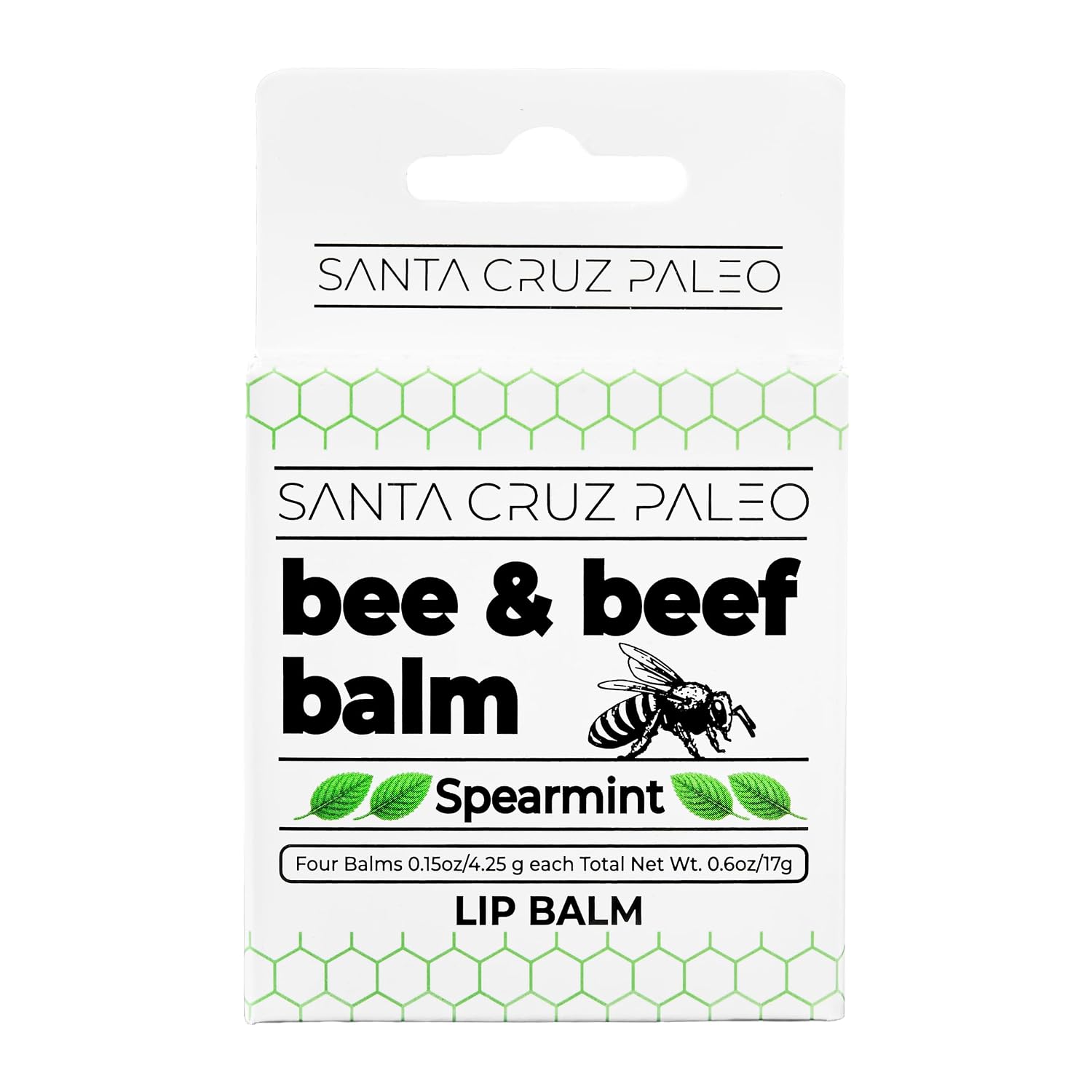 Santa Cruz Paleo Grass Fed Beef Tallow & Beeswax Spearmint Lip Balm, 1 Pack, Beef Tallow for Skin Care Moisturizer, Hypoallergenic for Sensitive Skin, Long Lasting & Vitamin Rich, Spearmint image 2