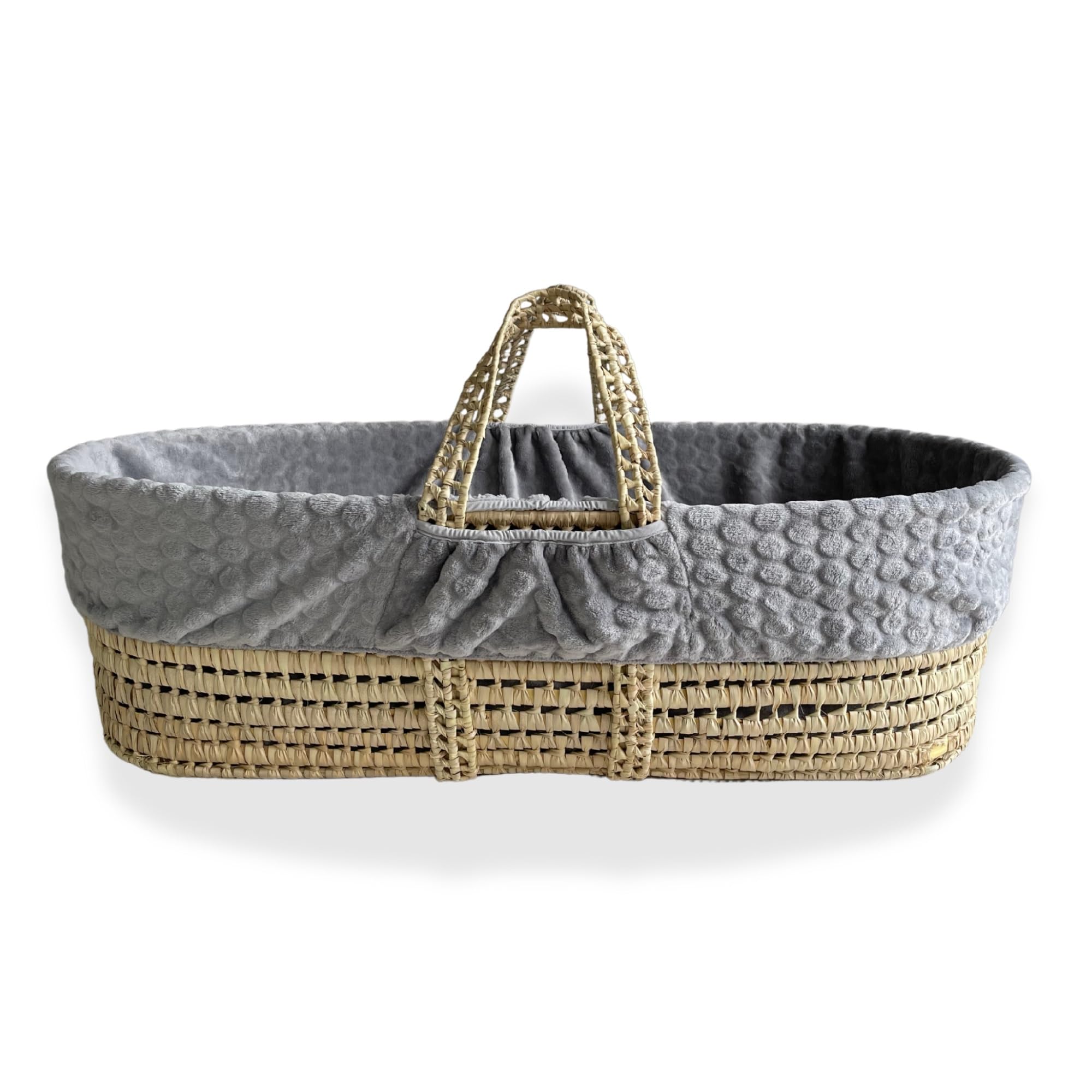 Clair de Lune Marshmallow Ersatz-Palme und Weidenkorb, 104 x 72 cm, Grau
