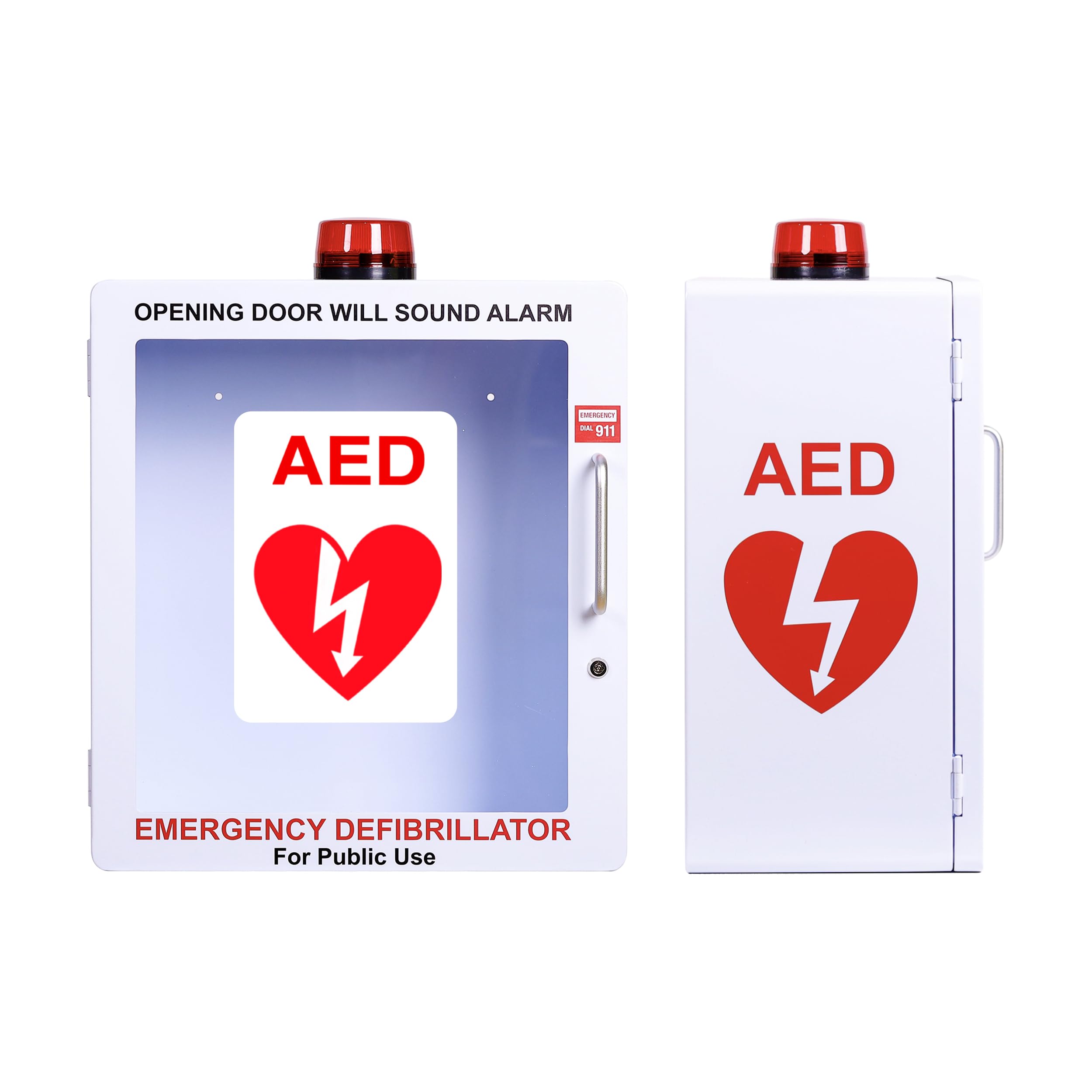 OVERDOSE KITSAED Defibrillator Wall Mount Cabinet | Optional Alarm & Lock | Durable Steel Frame | All Brands of AED's for Public Spaces or Home (White)