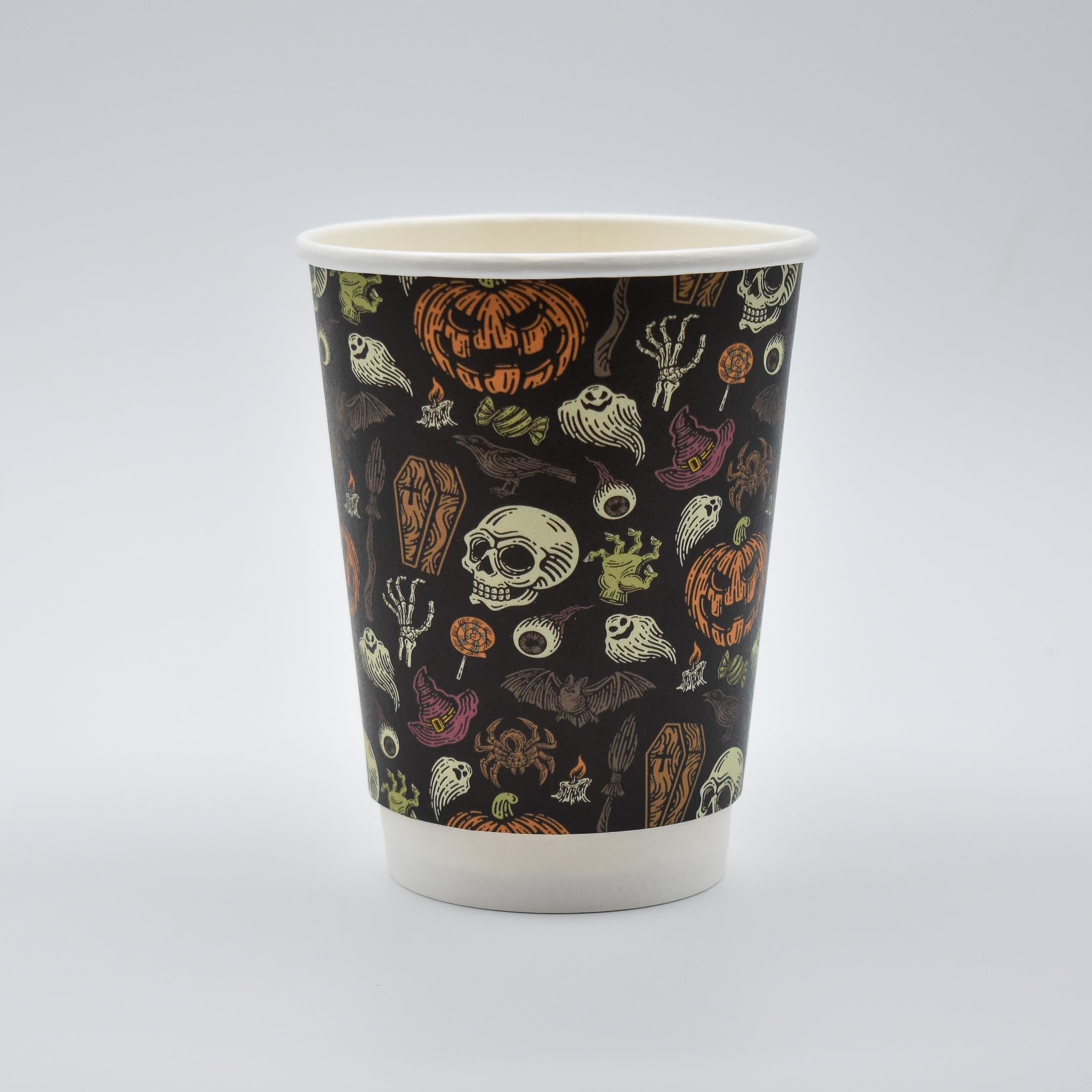 Halloween Pattern 12oz Insulated Takeaway Cafe Party Disposable Printed Paper Cups (500)