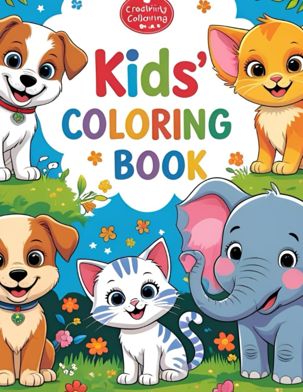 Fun and Easy Coloring Book for Kids Ages 3–7: Cute Animals